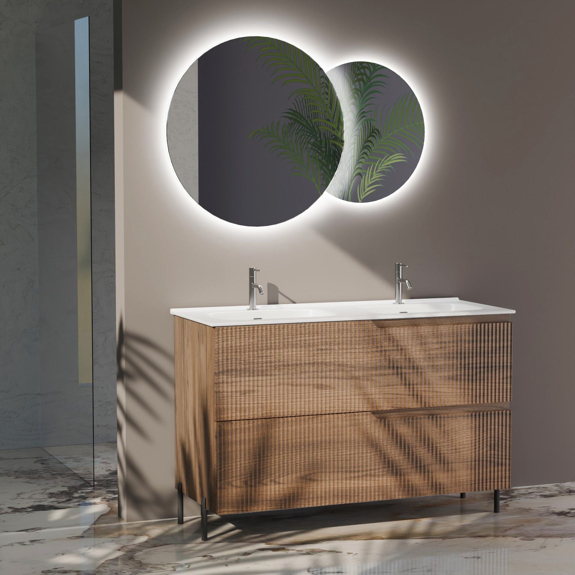 Composizione a terra doppia vasca EUPORIA-76 | Rovere rio
