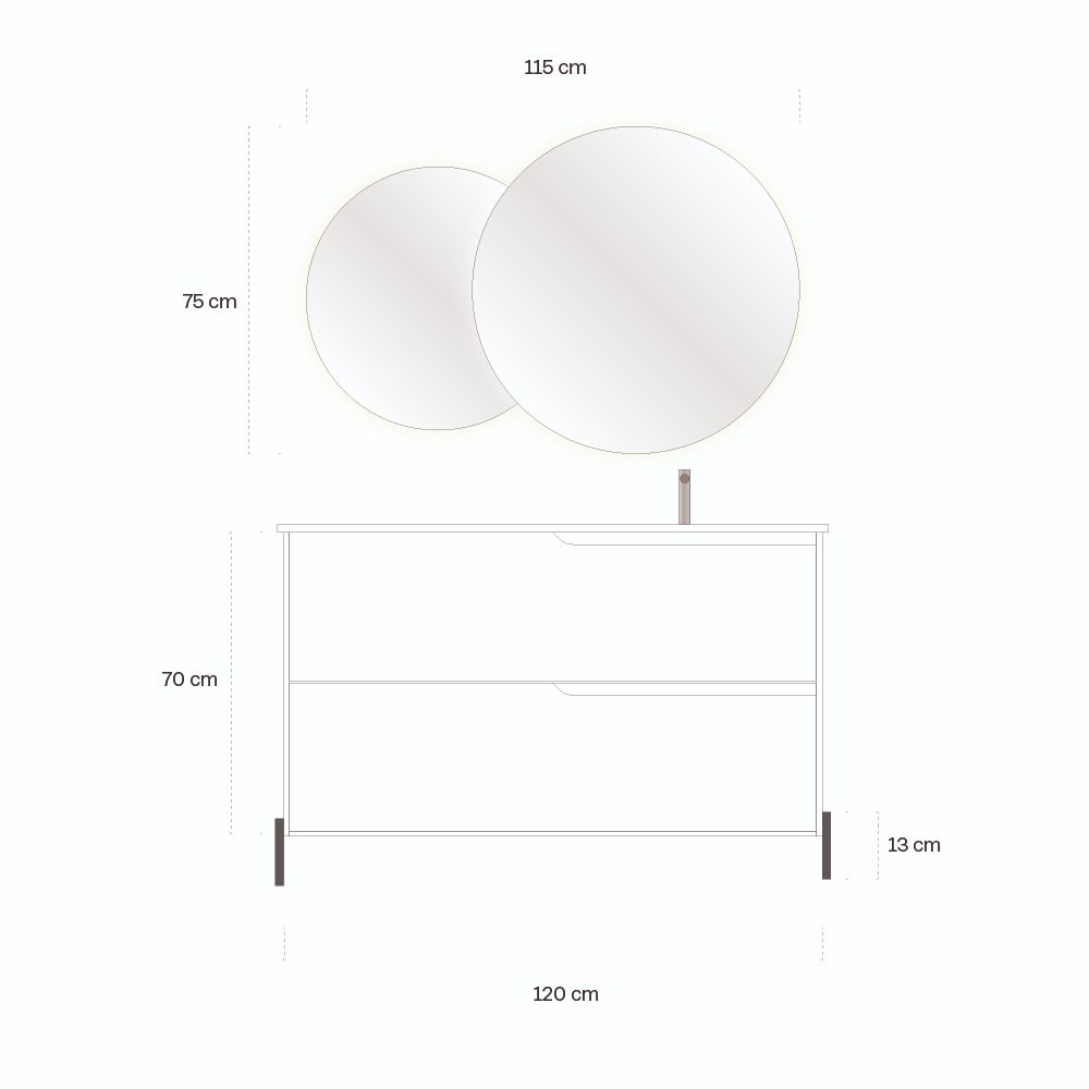 Composizione a terra vasca DX EUPORIA-77 | Rovere rio
