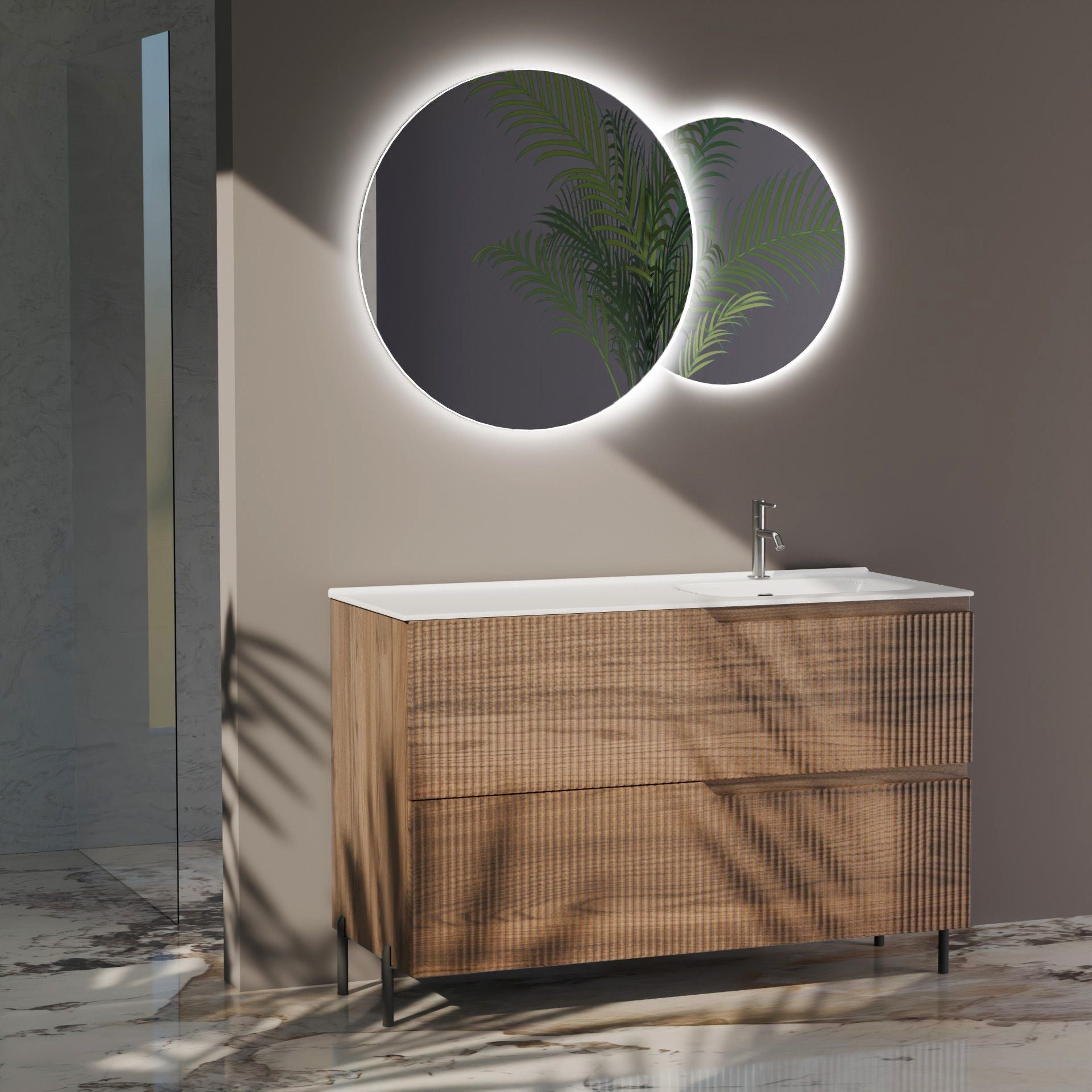Composizione a terra vasca DX EUPORIA-77 | Rovere rio