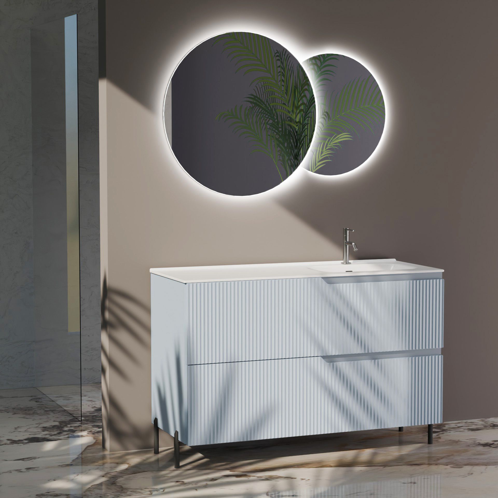 Composizione a terra vasca DX EUPORIA-77 | Azzurro tiffany