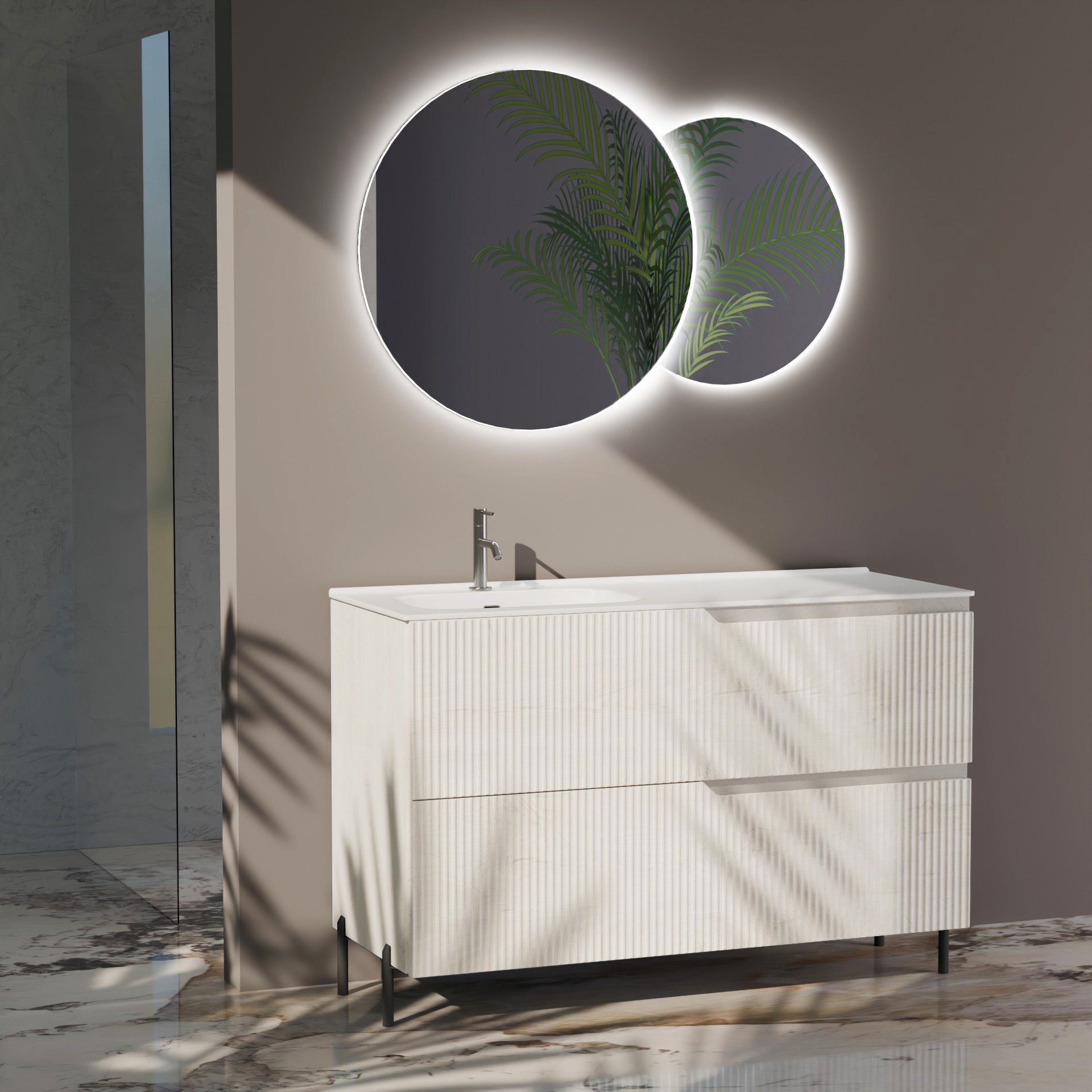Composizione a terra vasca SX EUPORIA-78 | Rovere alaska