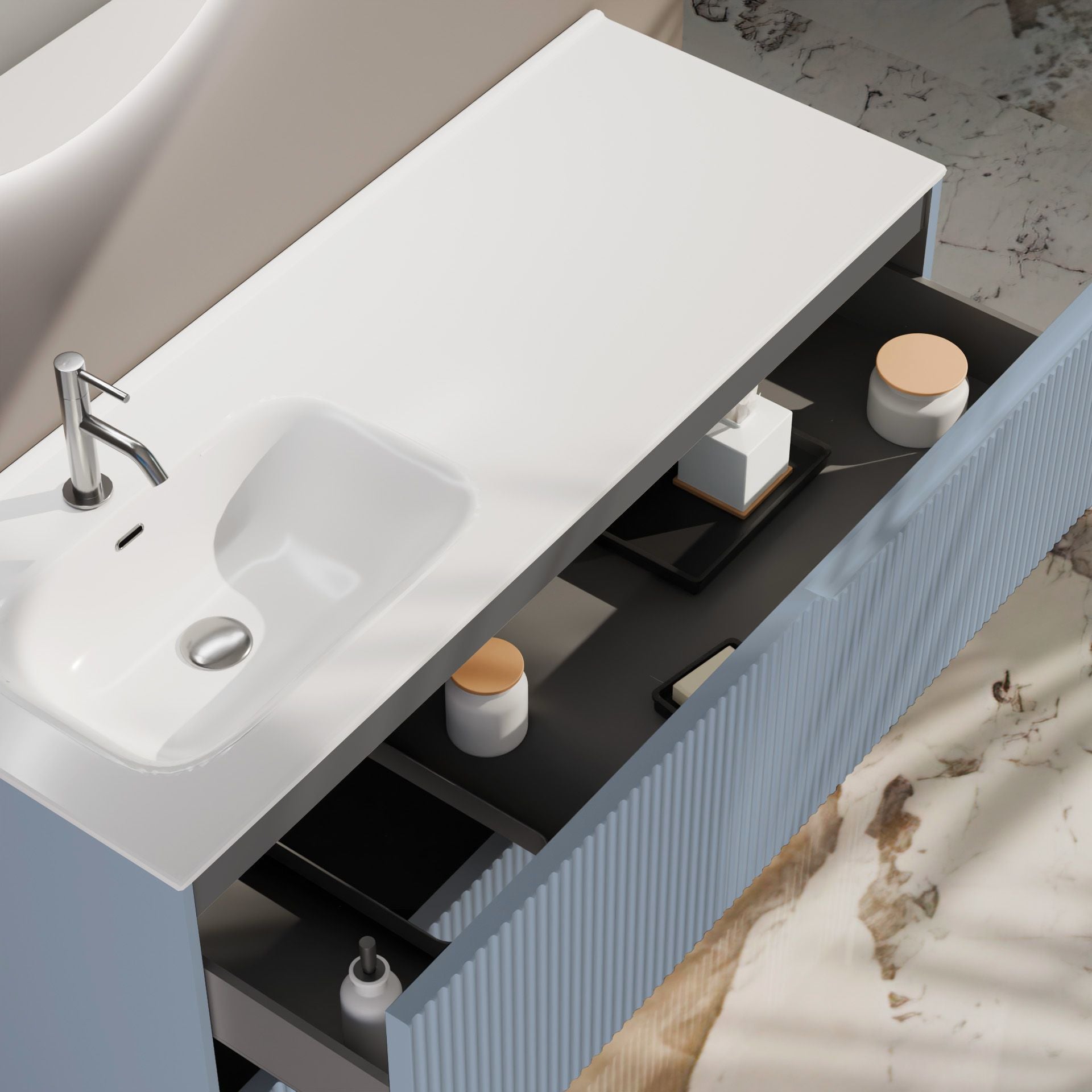 Composizione a terra vasca SX EUPORIA-78 | Azzurro tiffany